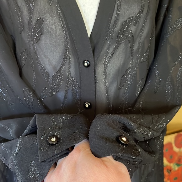 Vintage R&K Originals Women Size 18W Duster Dress Transparent Rhinestone Disco - Picture 8 of 16